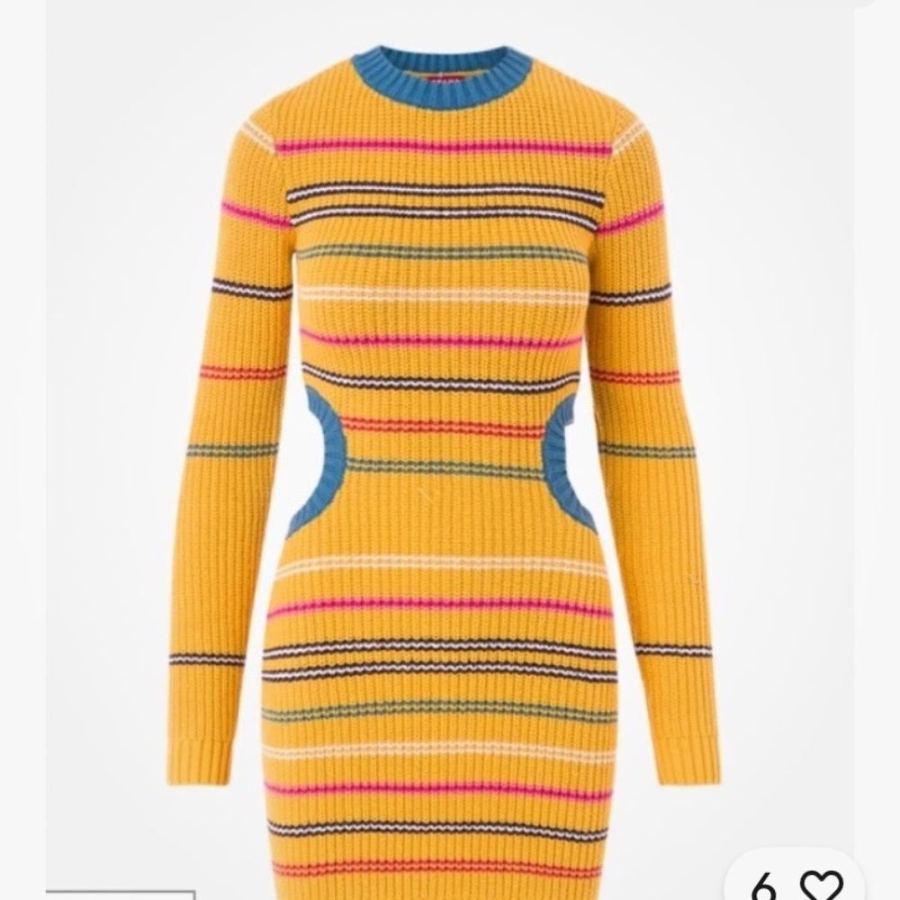 Staud seaway knit mini Striped Yellow Knit Dress size small